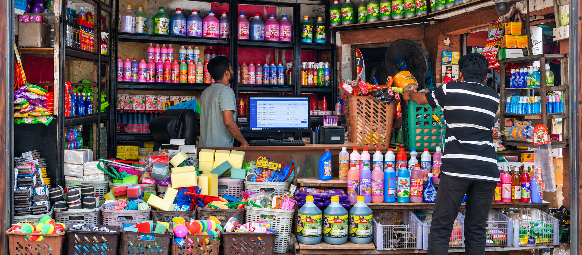 Shopkeeper at the counter